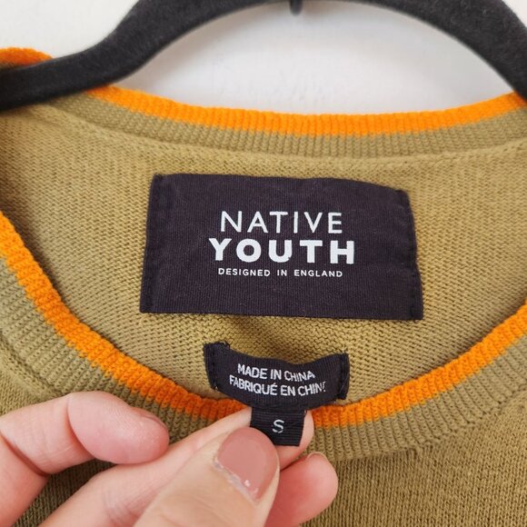 Native Youth Men's V-Neck Sweater 100% Cotton Colorblocked Career Men's S - Picture 5 of 5